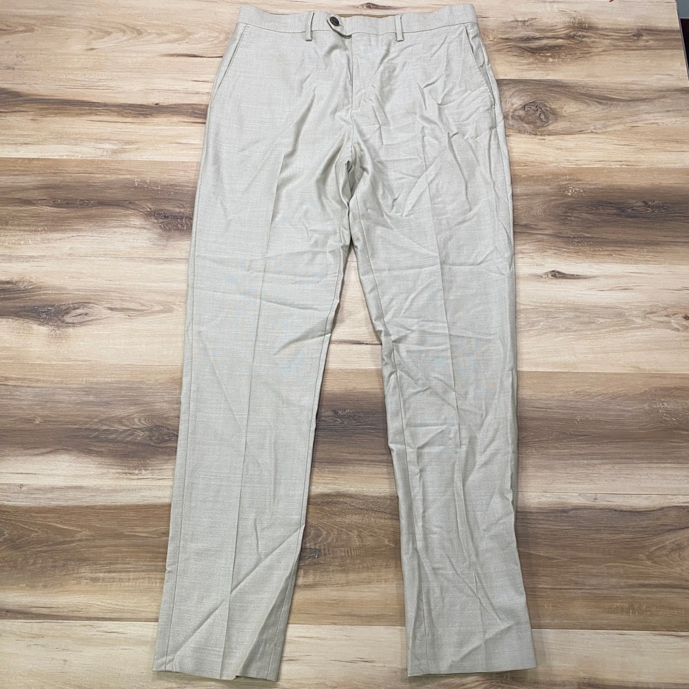 Banana Republic Trousers 32R Hopsack Wool Blend Tailored Slim Fit Khaki Tan